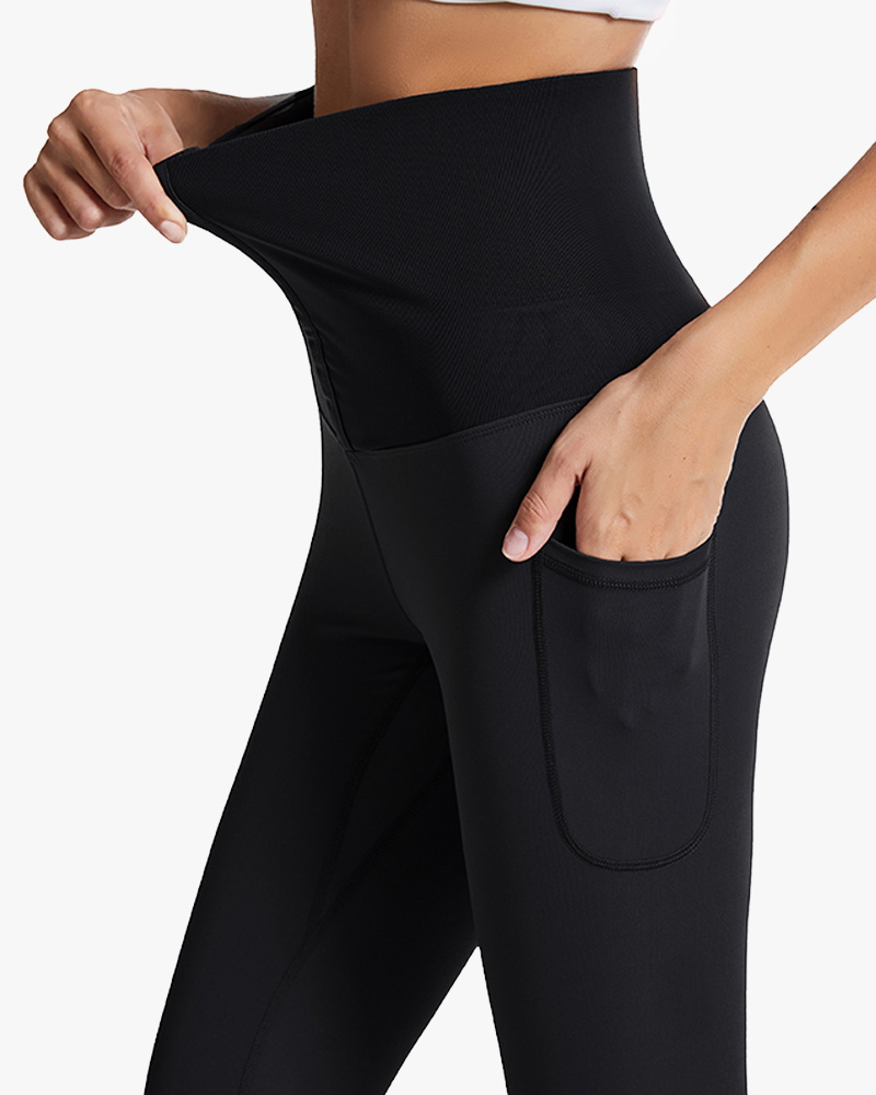 High waist front zipper leggings