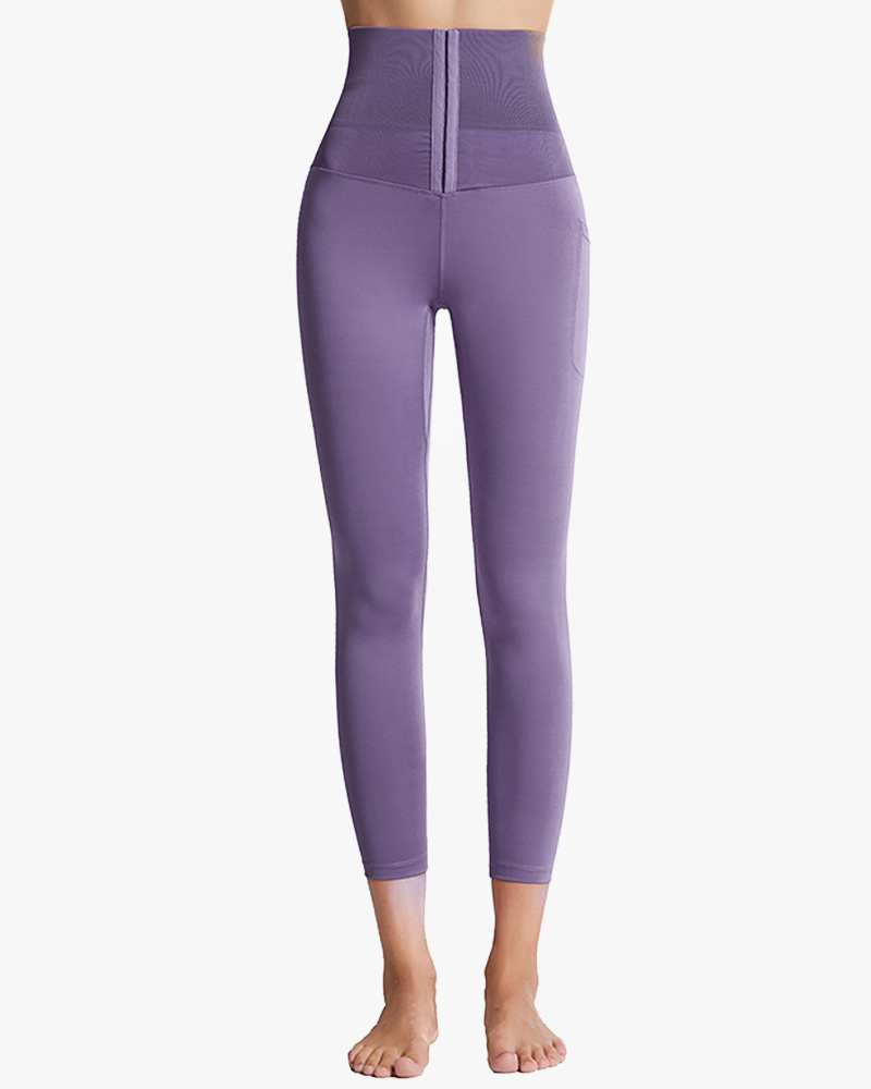 High waist front zipper leggings