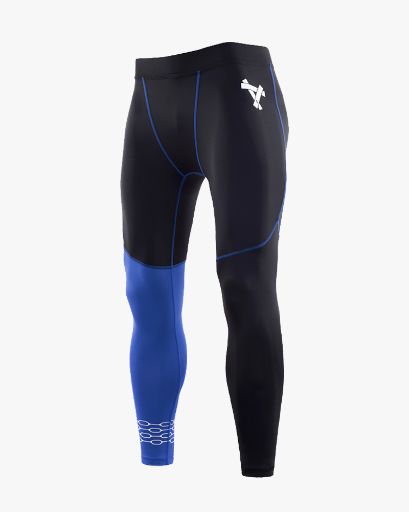 Men Splicing Color Compression Tights Leggings with Pocket 