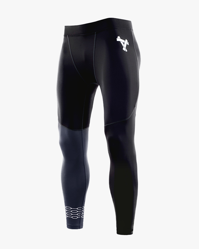 Men Splicing Color Compression Tights Leggings with Pocket 