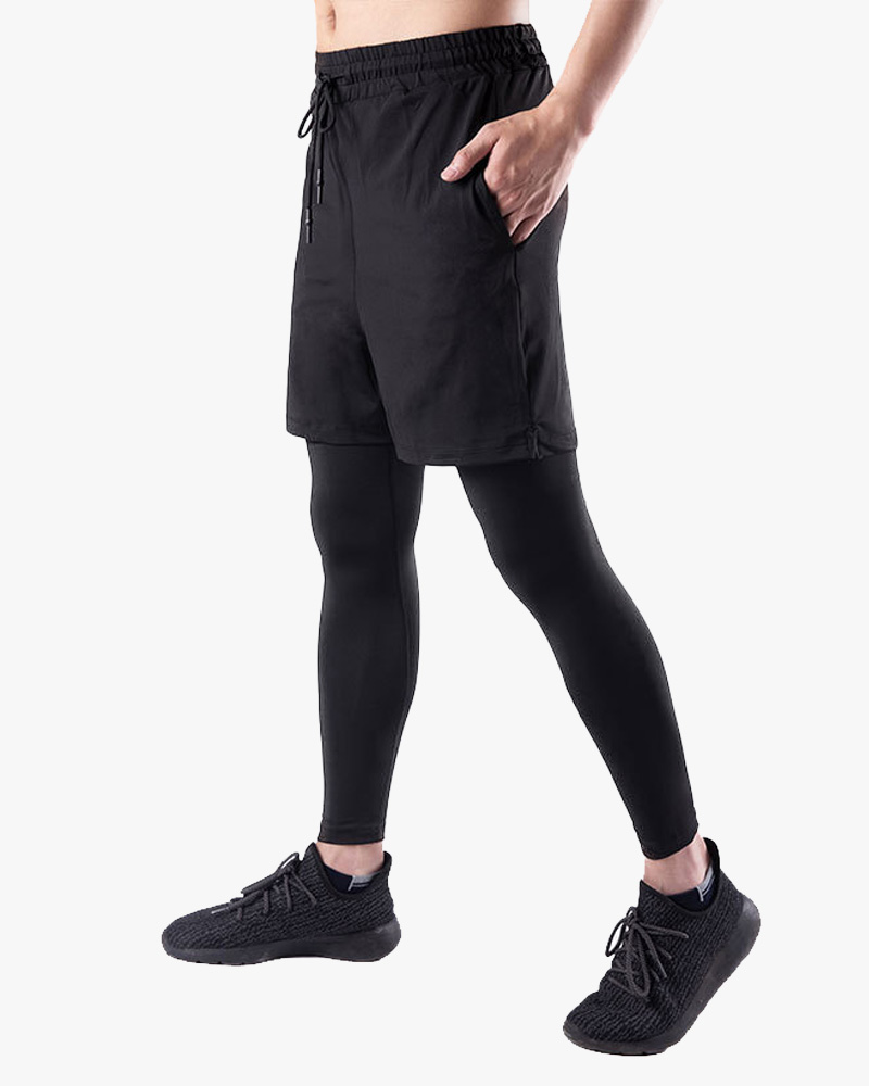 2 in 1 Men Fitness Compression Pants 