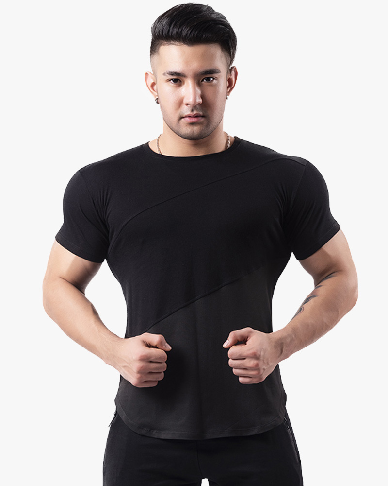 Solid Round short Sleeve Running Shirts Dry Fit Men