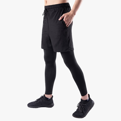 2 in 1 Men Fitness Compression Pants 