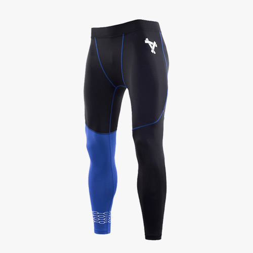 Men Splicing Color Compression Tights Leggings with Pocket 