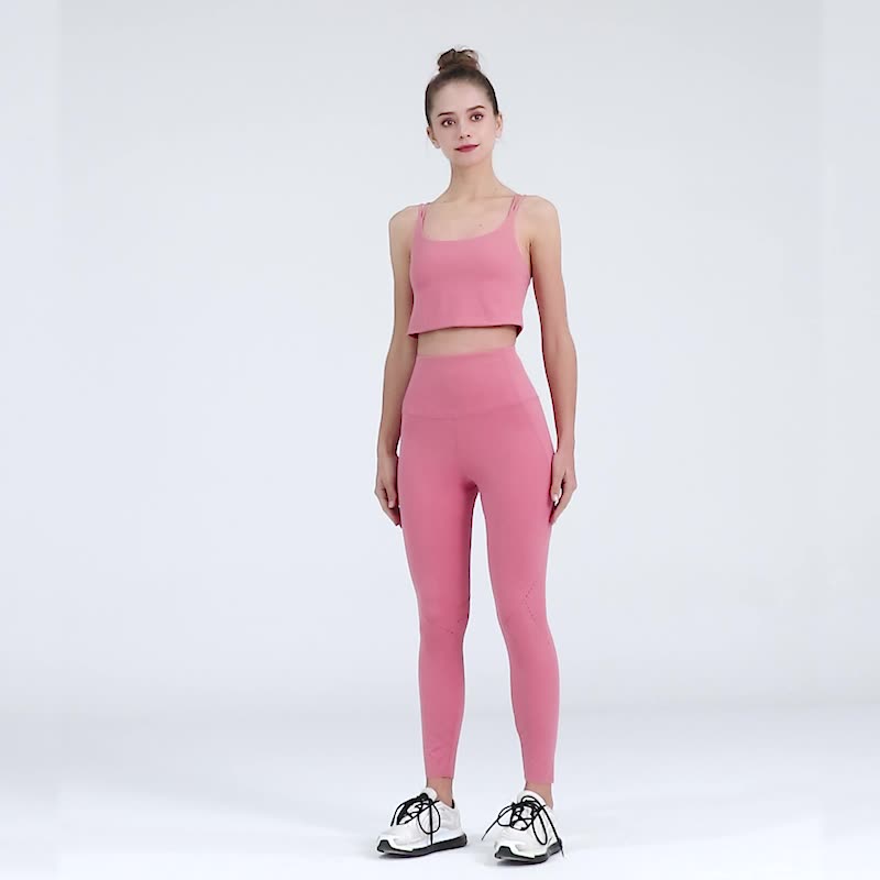 Laser mesh yoga pants with pocket