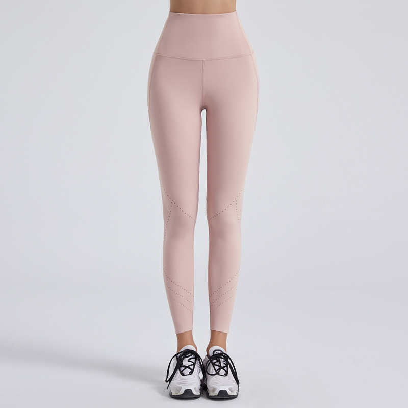 Laser mesh yoga pants with pocket