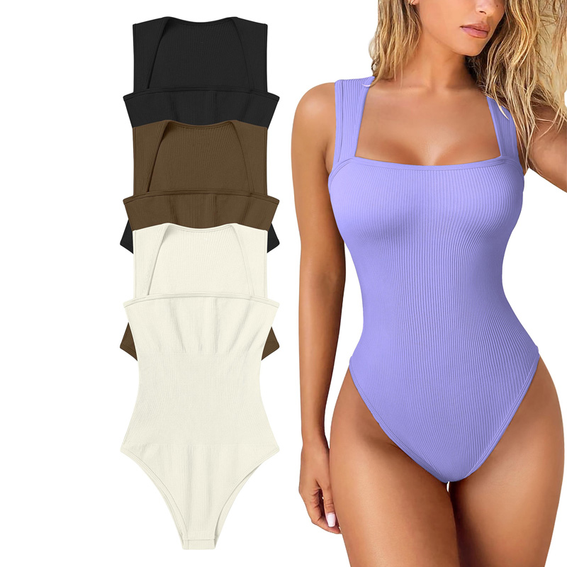 Women's Sexy Ribbed Sleeveless One Piece Yoga Jumpsuit