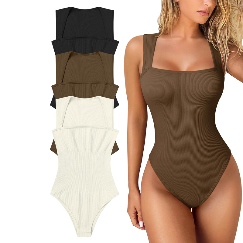 Women's Sexy Ribbed Sleeveless One Piece Yoga Jumpsuit