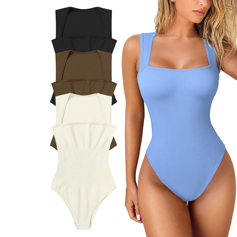 Women's Sexy Ribbed Sleeveless One Piece Yoga Jumpsuit