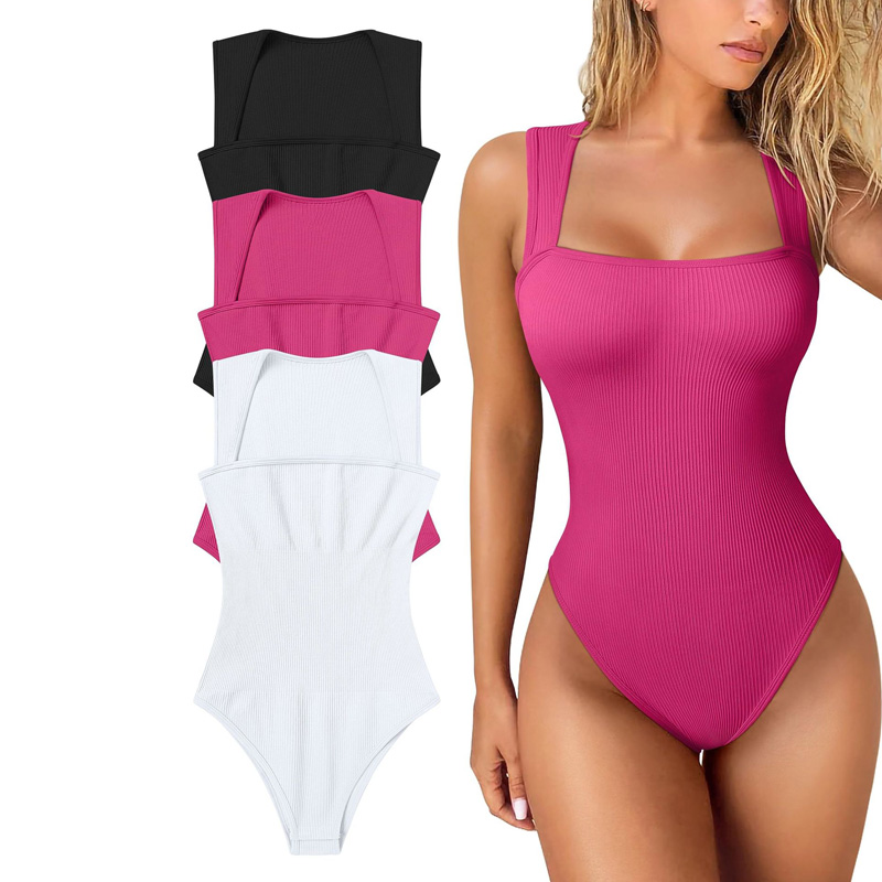 Women's Sexy Ribbed Sleeveless One Piece Yoga Jumpsuit