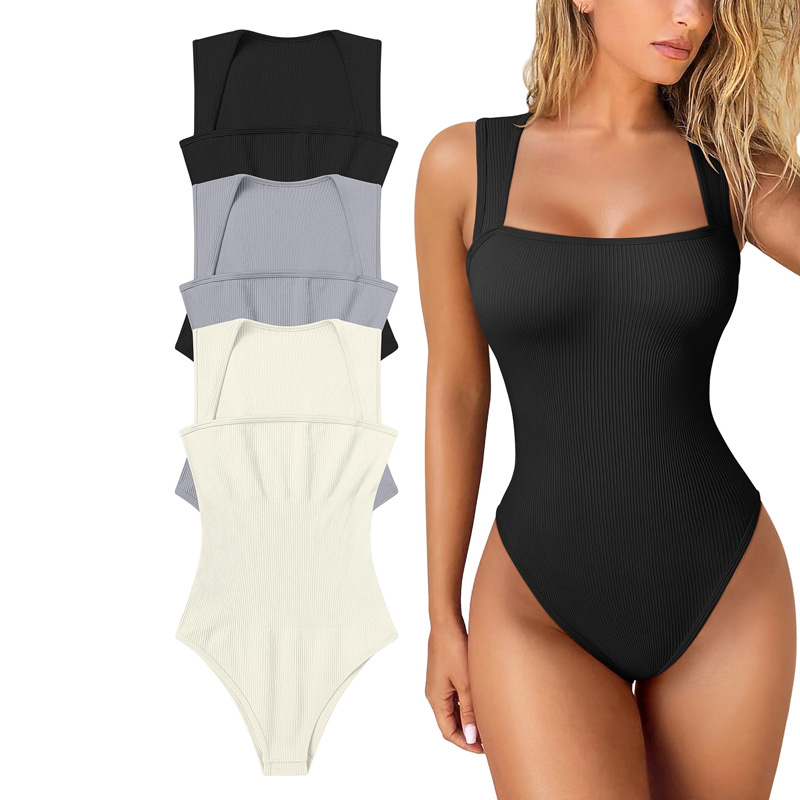 Women's Sexy Ribbed Sleeveless One Piece Yoga Jumpsuit