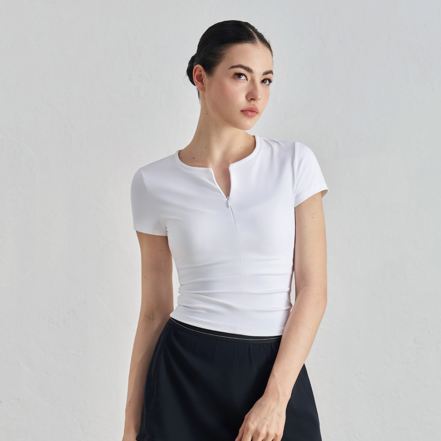 Women Half Zipper Yoga Short-sleeved T shirts