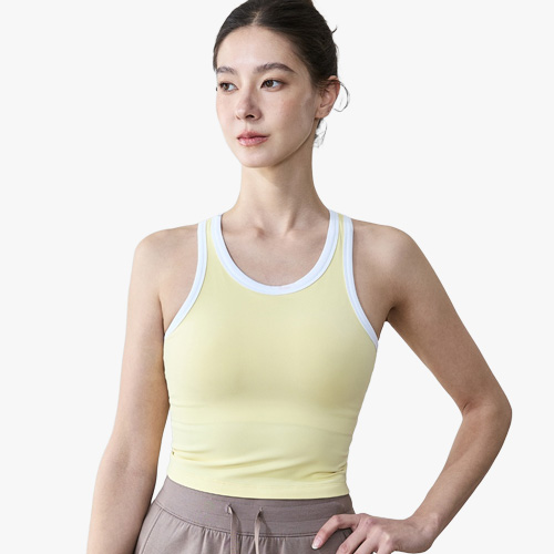 Stylish Round-Neck Color-Blocked Sports Bra - Breathable & High Support