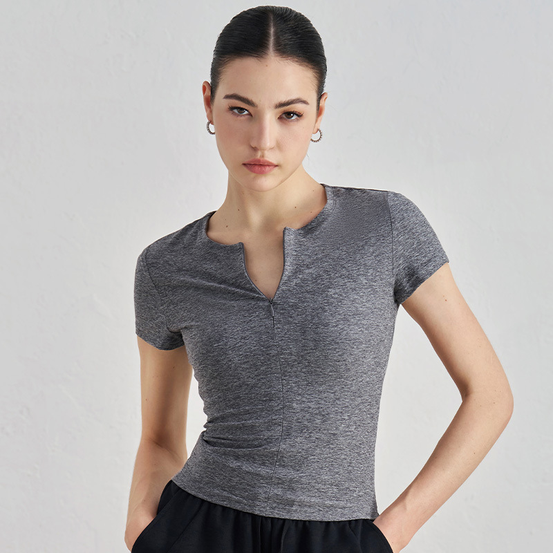 ‌Women's Half-Zip Round Neck Yoga Sport T-Shirt