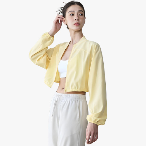 Lightweight Zip-Up Baseball Collar Cropped Sports Cardigan Jacket‌ For Ladies