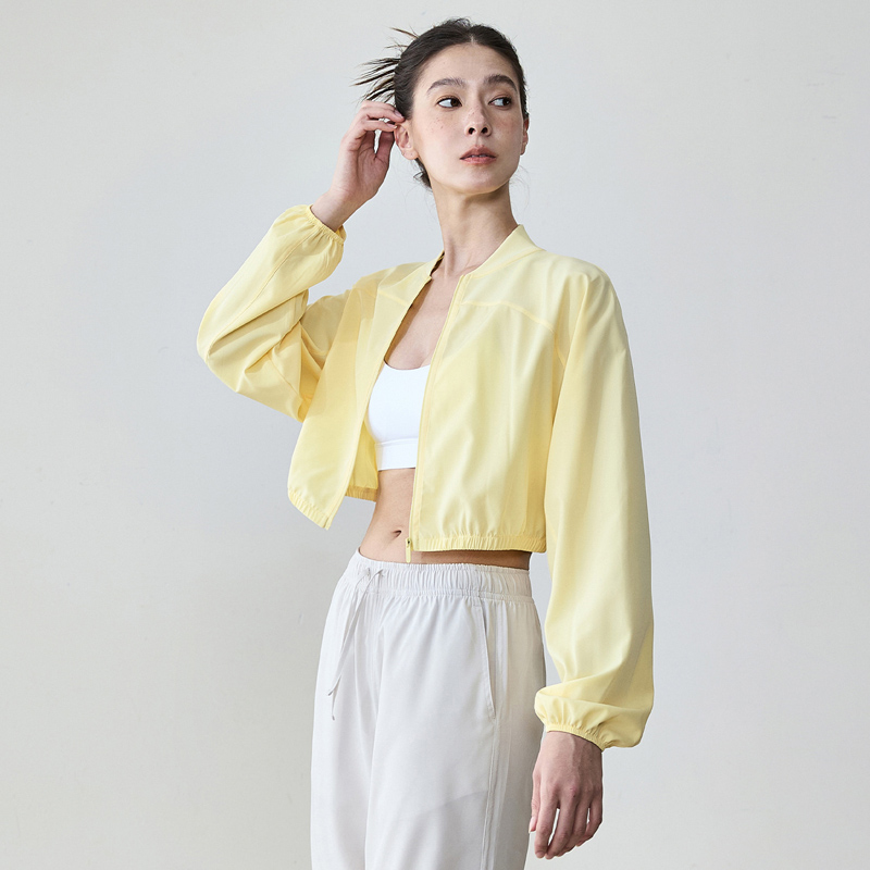 Lightweight Zip-Up Baseball Collar Cropped Sports Cardigan Jacket‌ For Ladies