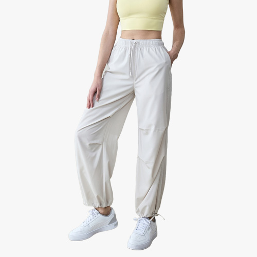Women's High-Rise Drawstring Tapered Sport Pants with Pockets