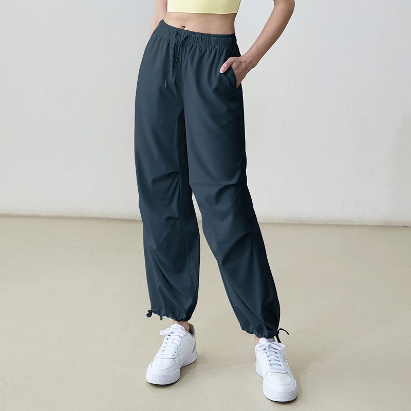 Women's High-Rise Drawstring Tapered Sport Pants with Pockets