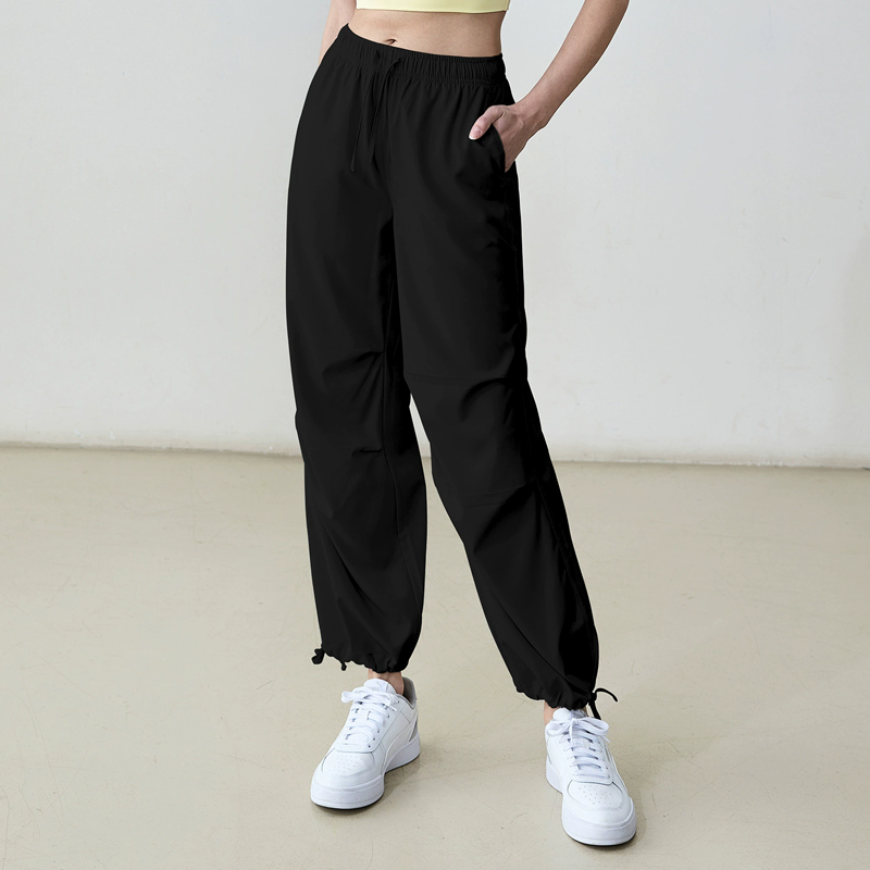 Women's High-Rise Drawstring Tapered Sport Pants with Pockets