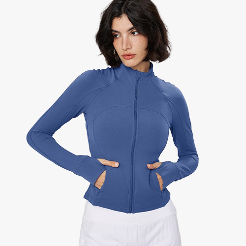 Women's Stand Collar Contrast-Panel Sports Jacket | High-Compression Workout Top | Breathable Y