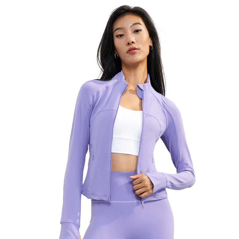 Women's Stand Collar Contrast-Panel Sports Jacket | High-Compression Workout Top | Breathable Yoga & Training Outerwear