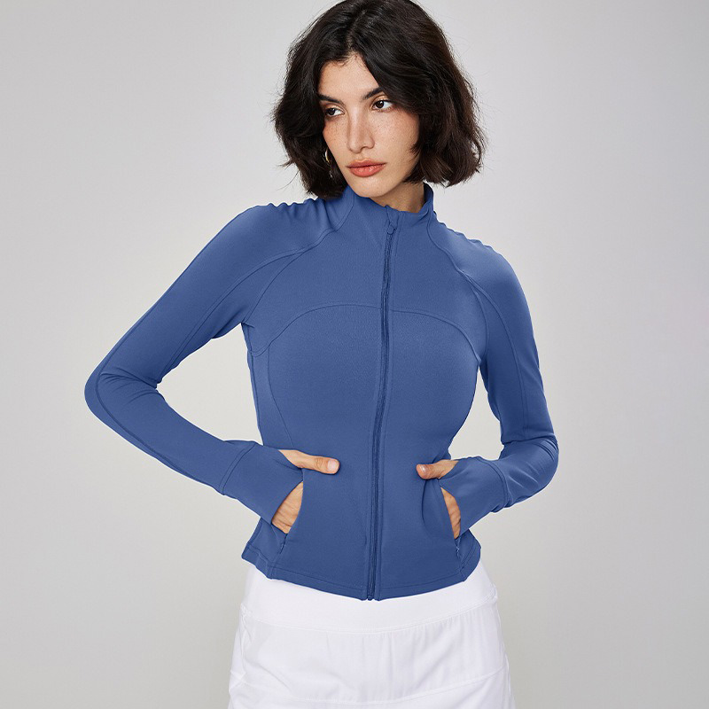 Women's Stand Collar Contrast-Panel Sports Jacket | High-Compression Workout Top | Breathable Yoga & Training Outerwear
