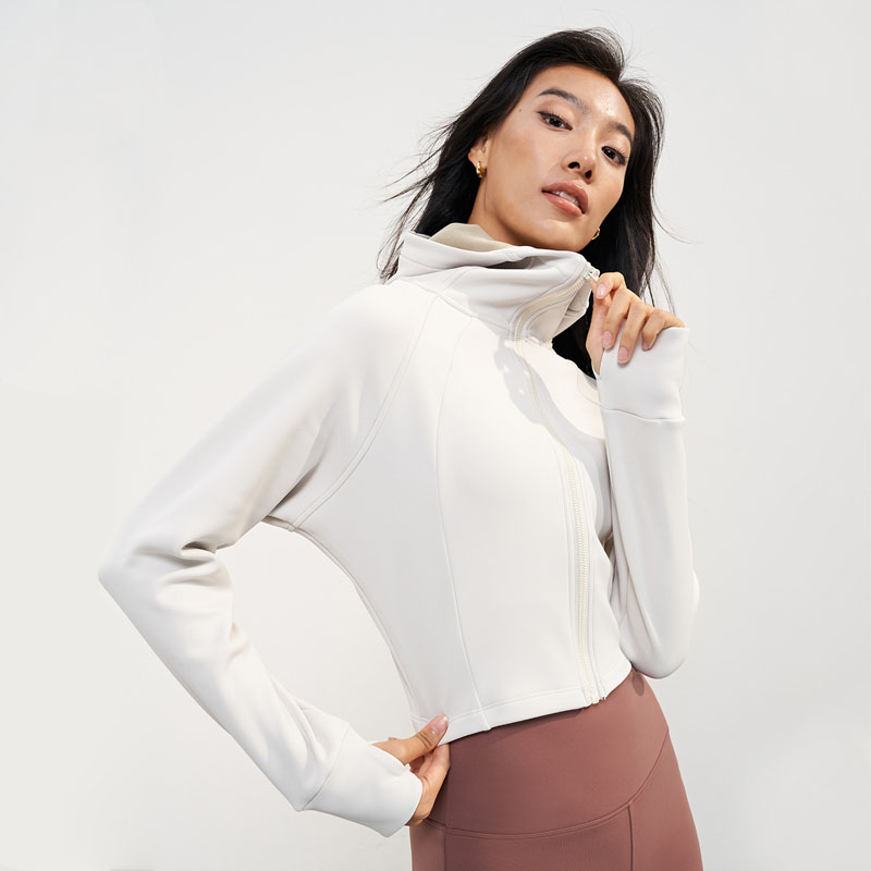 ‌Cropped Hooded Yoga Jacket - Windproof Thermal Workout Jacket for Fall & Winter for women