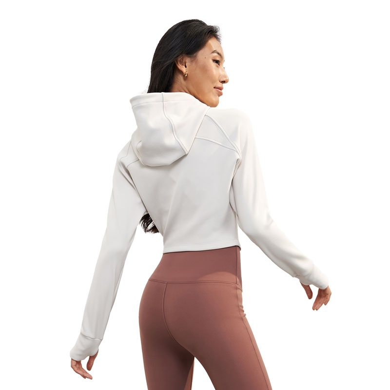 ‌Cropped Hooded Yoga Jacket - Windproof Thermal Workout Jacket for Fall & Winter for women