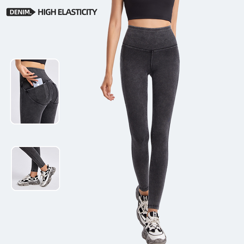 Women's High-Waisted Smoke Grey Skinny Denim Pants