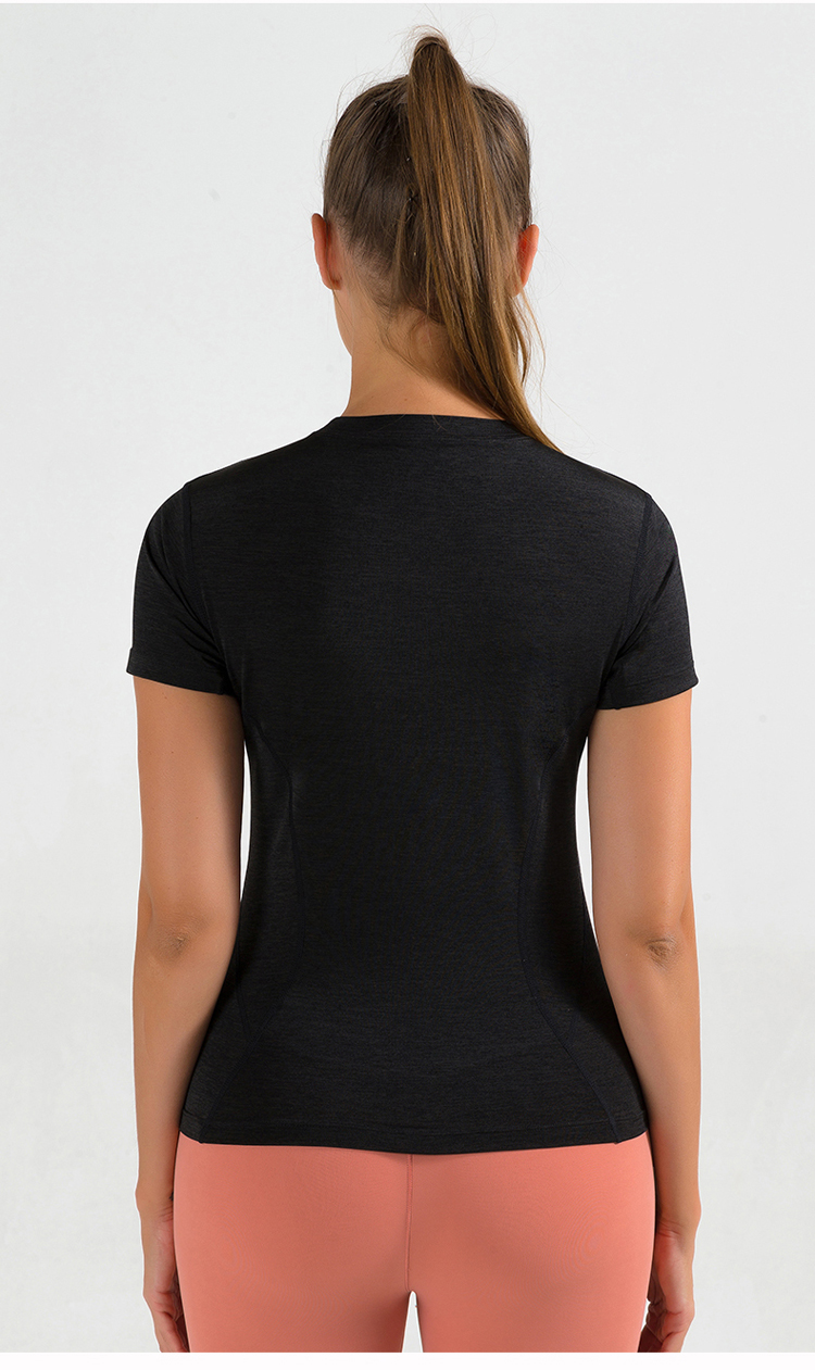 Seamless round neck sports tops for women