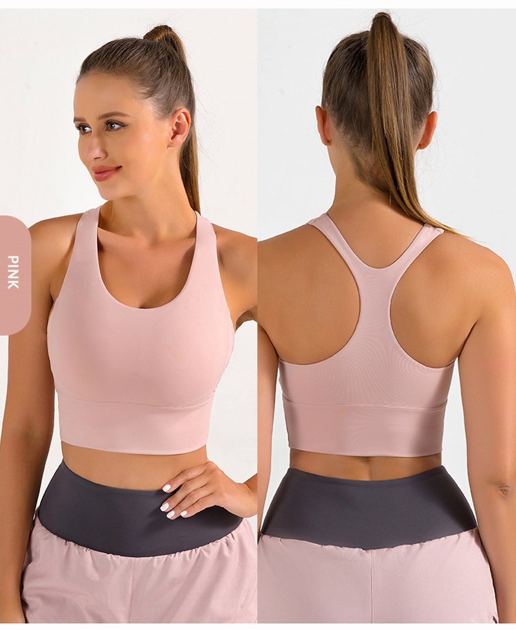 Pink yoga sports bra